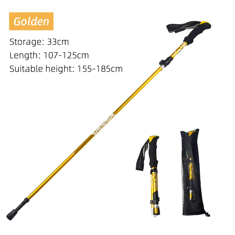 5-Section Folding Trekking Pole – Telescopic Hiking Stick for Camping, Nordic Walking, Travel